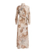 Eleventy Beige Silk Printed Pussybow Maxi Dress