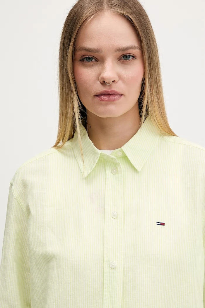 Tommy Jeans kadın keten gömlek