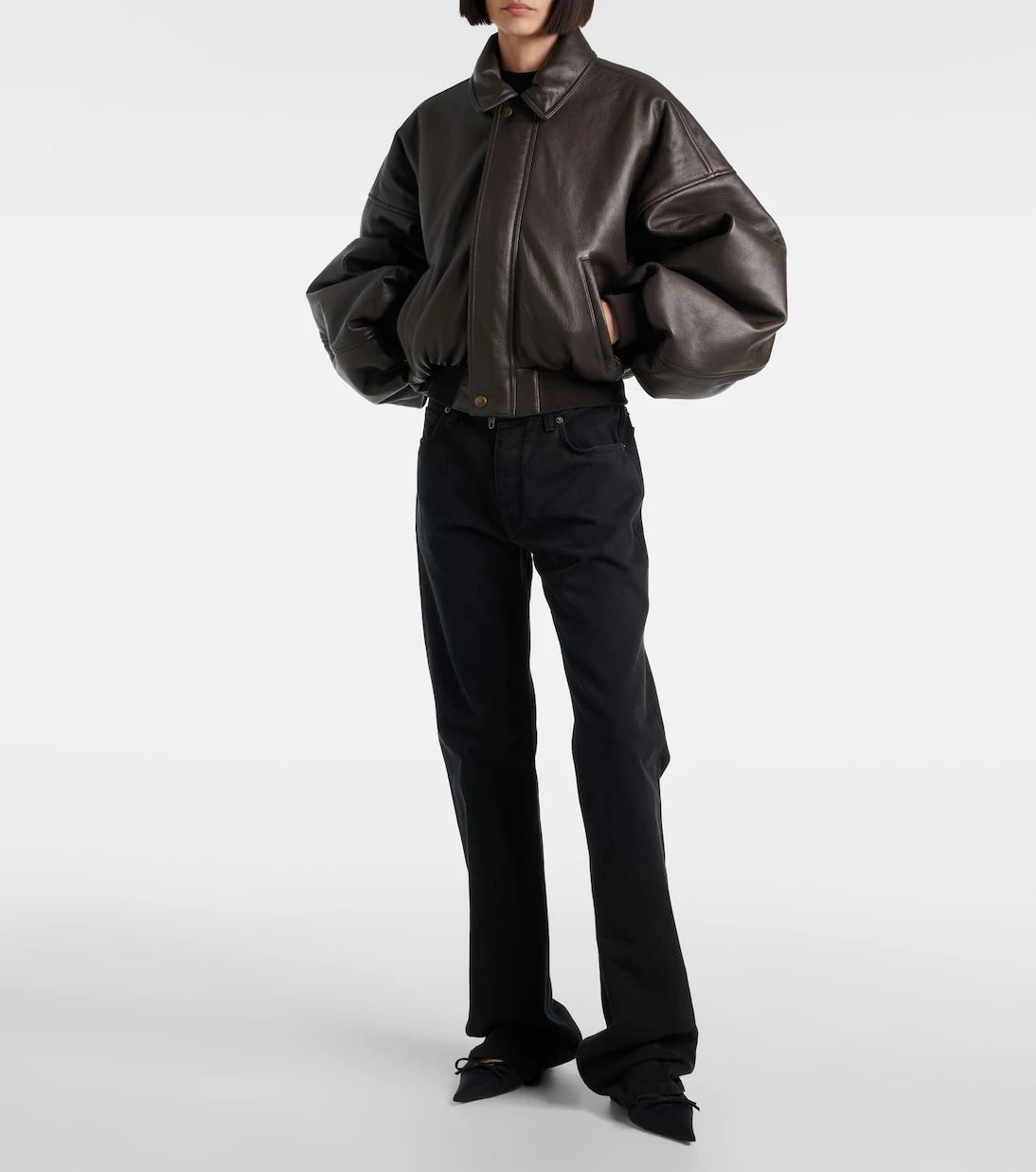 Balenciaga - Round Taxi leather jacket