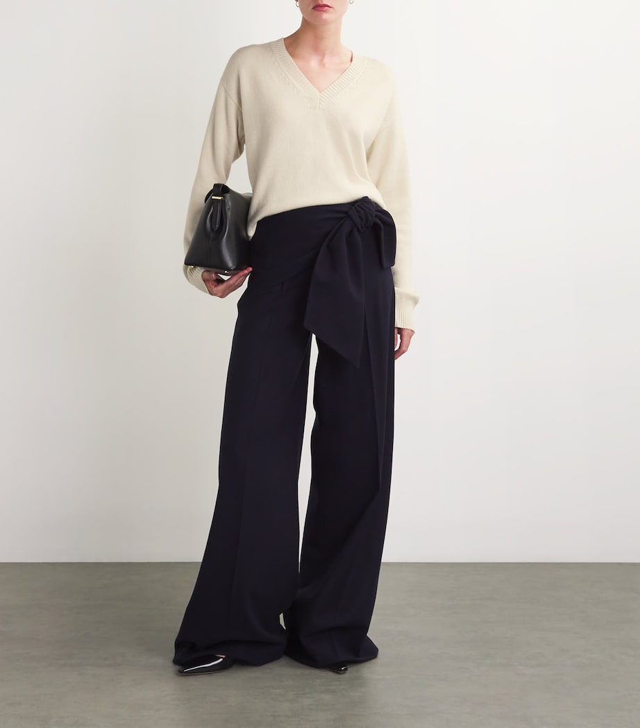 Ivory Cashmere V-Neck Sweater