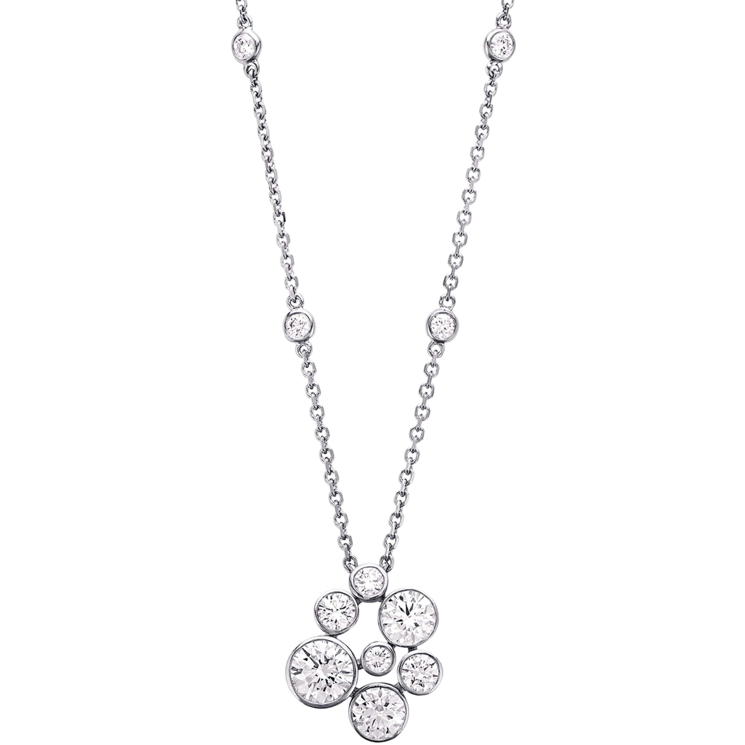 Platinum and Diamond Raindance Large Cluster Pendant