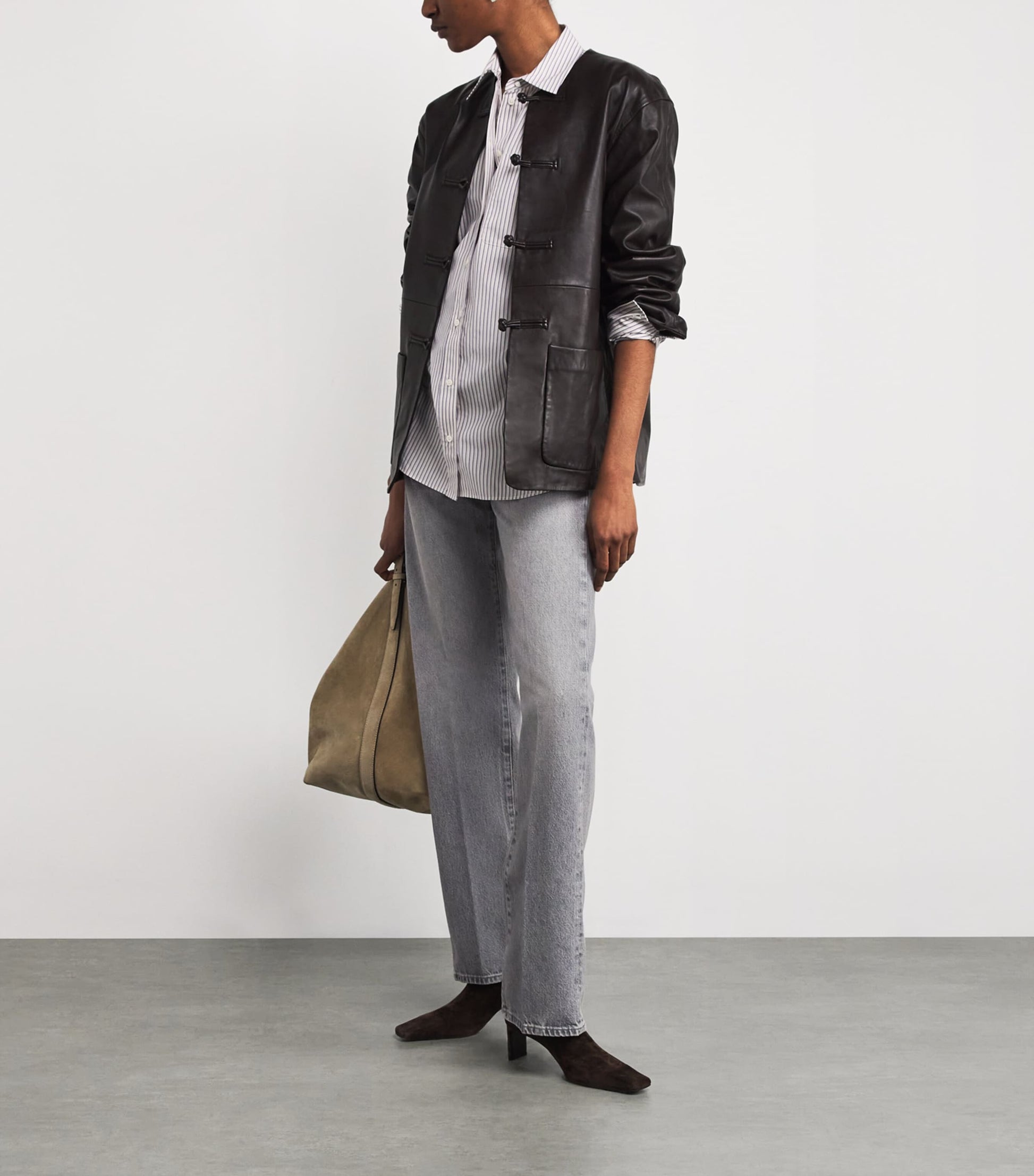 FRAME Grey The Vertical Straight Jeans