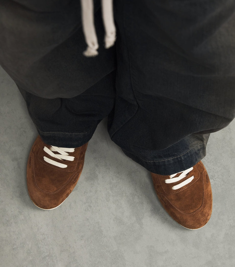 Rick Owens Suede Minimal Low-Top Sneakers