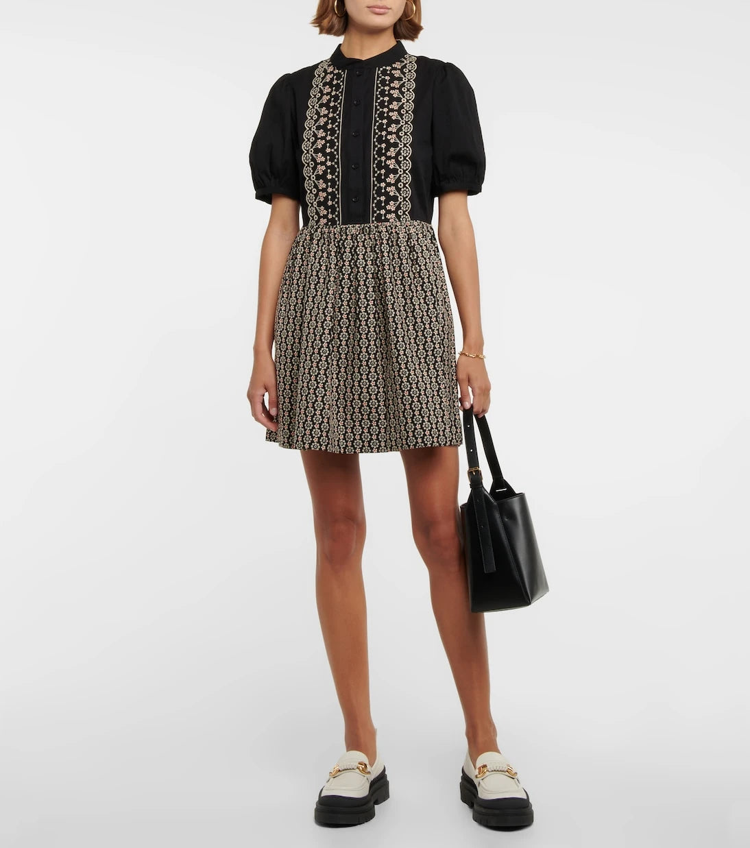 See By Chloé - Floral embroidered cotton minidress