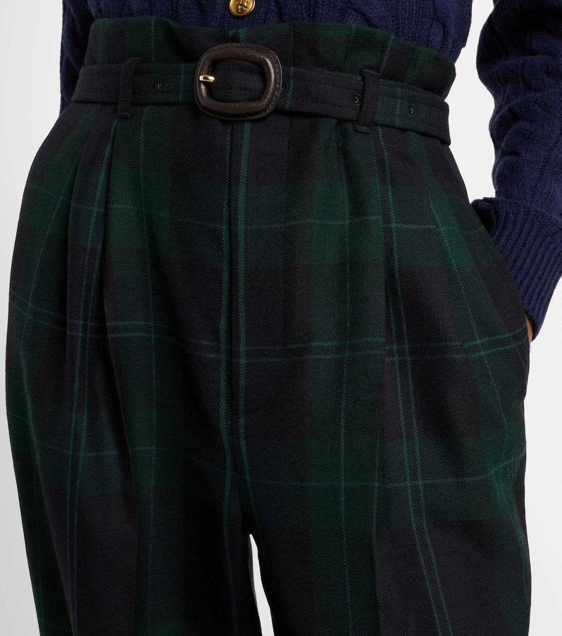 Polo Ralph Lauren - Belted checked high-rise wool tapered pants