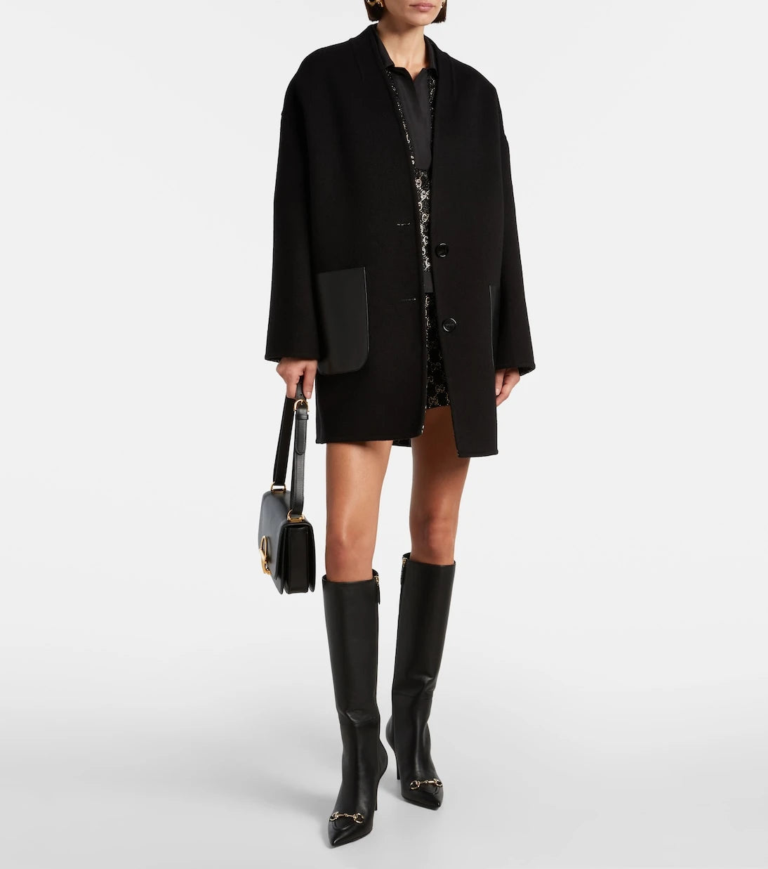 Gucci - Caban reversible leather-trimmed wool coat