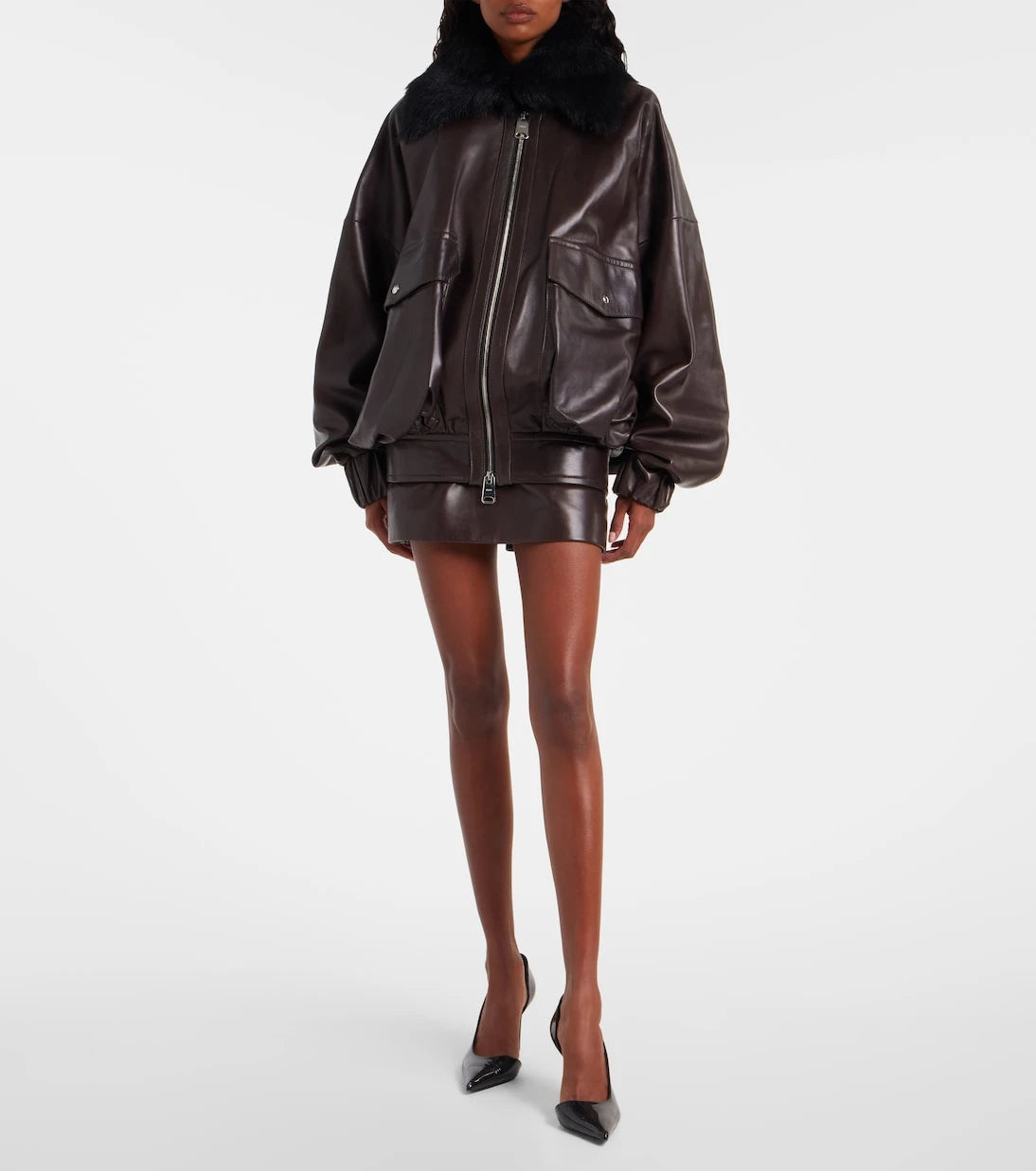 Khaite - Jett leather miniskirt