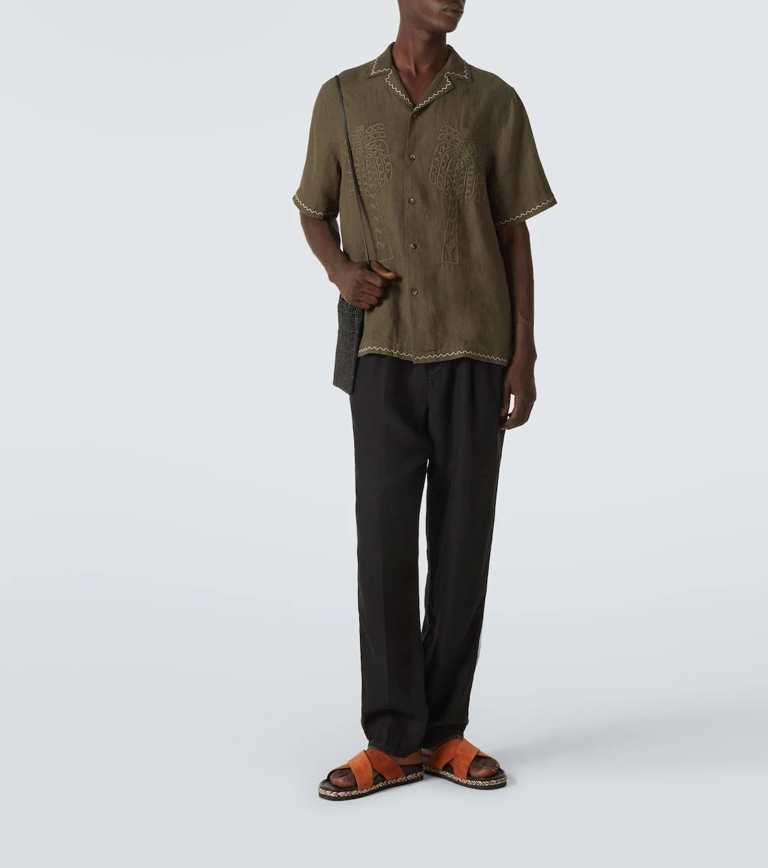 Frescobol Carioca - Flavio embroidered linen bowling shirt