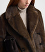 Brown Faux Fur Pea Coat