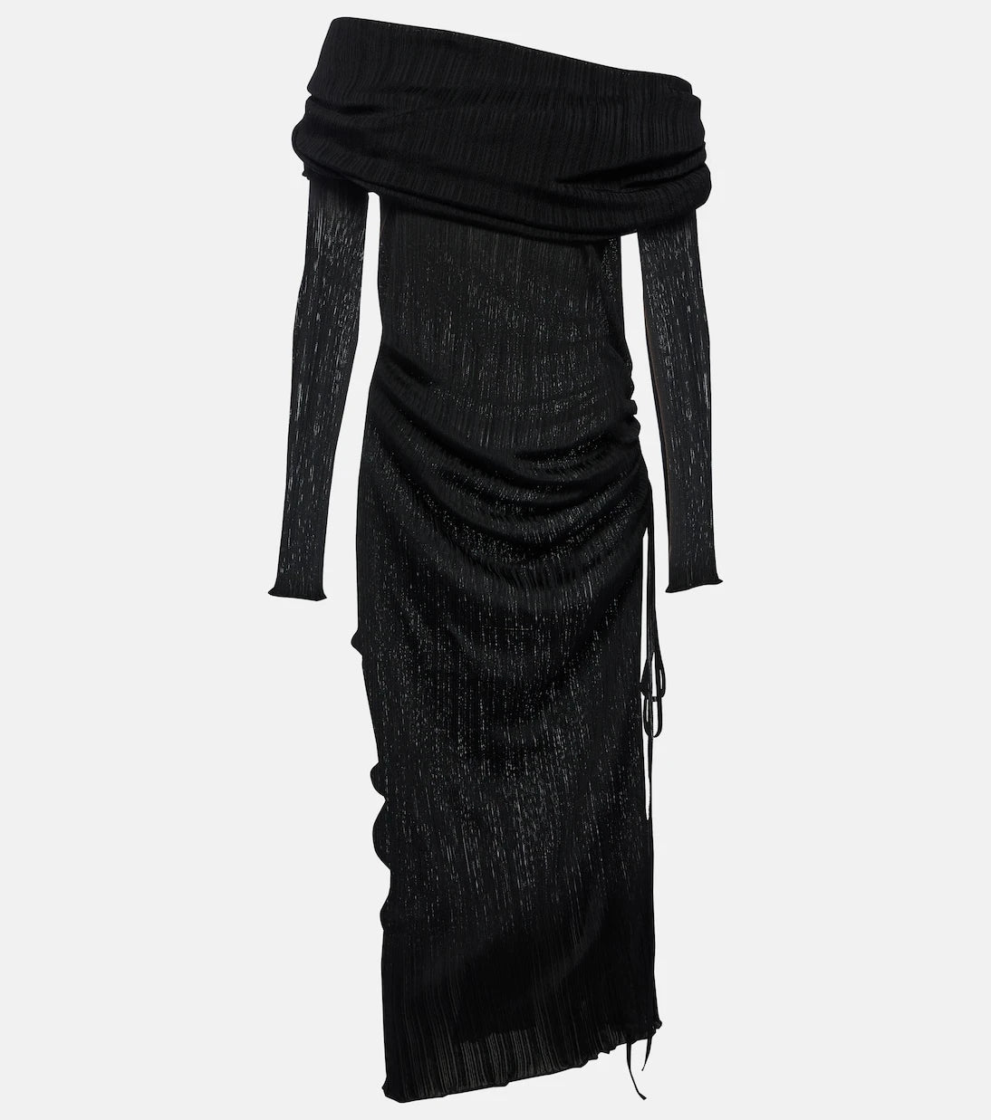 Alaïa - فستان ماكسي مكشكش مكشوف الأكتاف