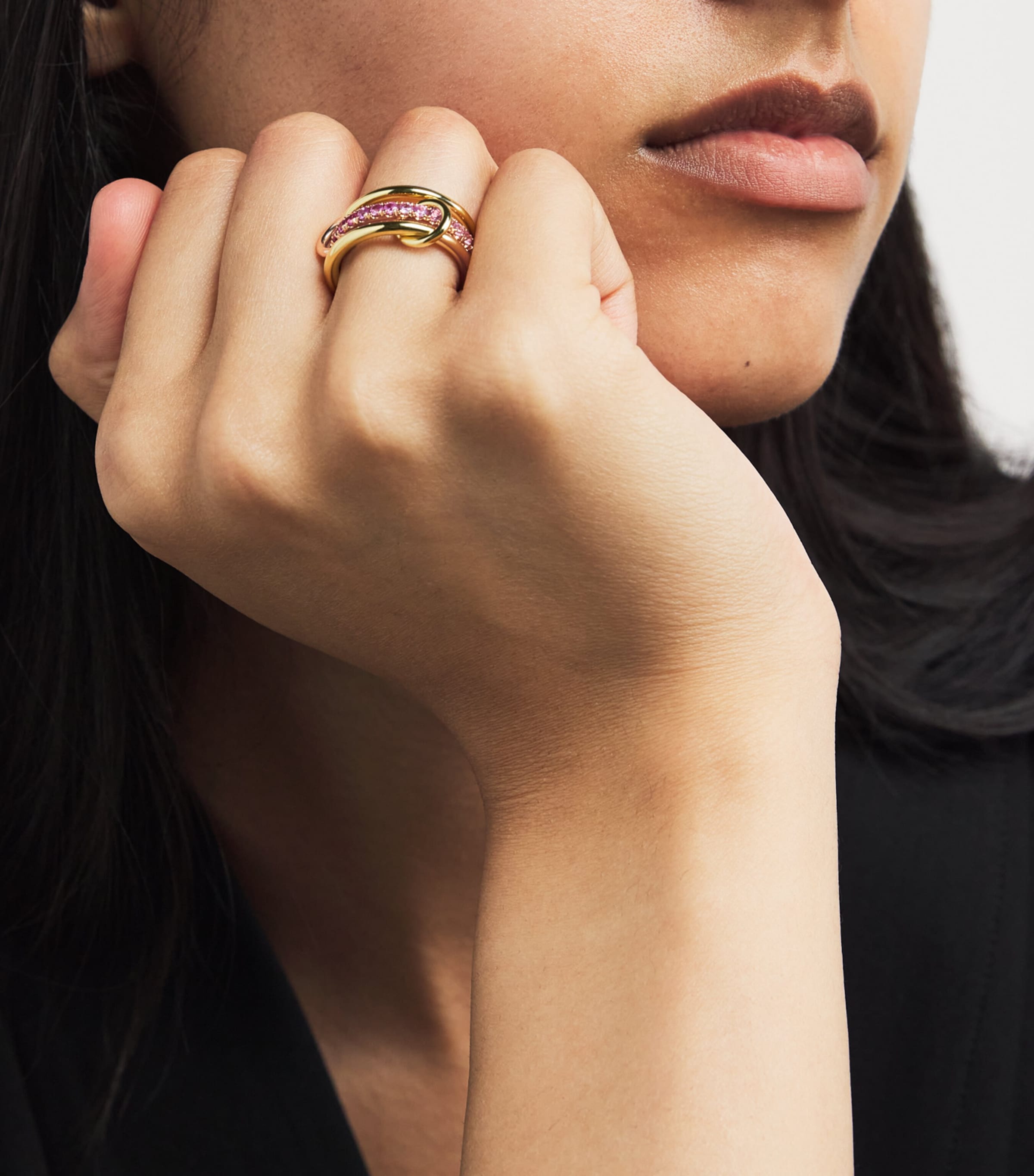 Mixed Gold and Sapphire Petunia Ring