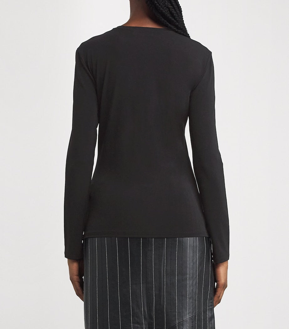 Black Knitted Crew-Neck Top