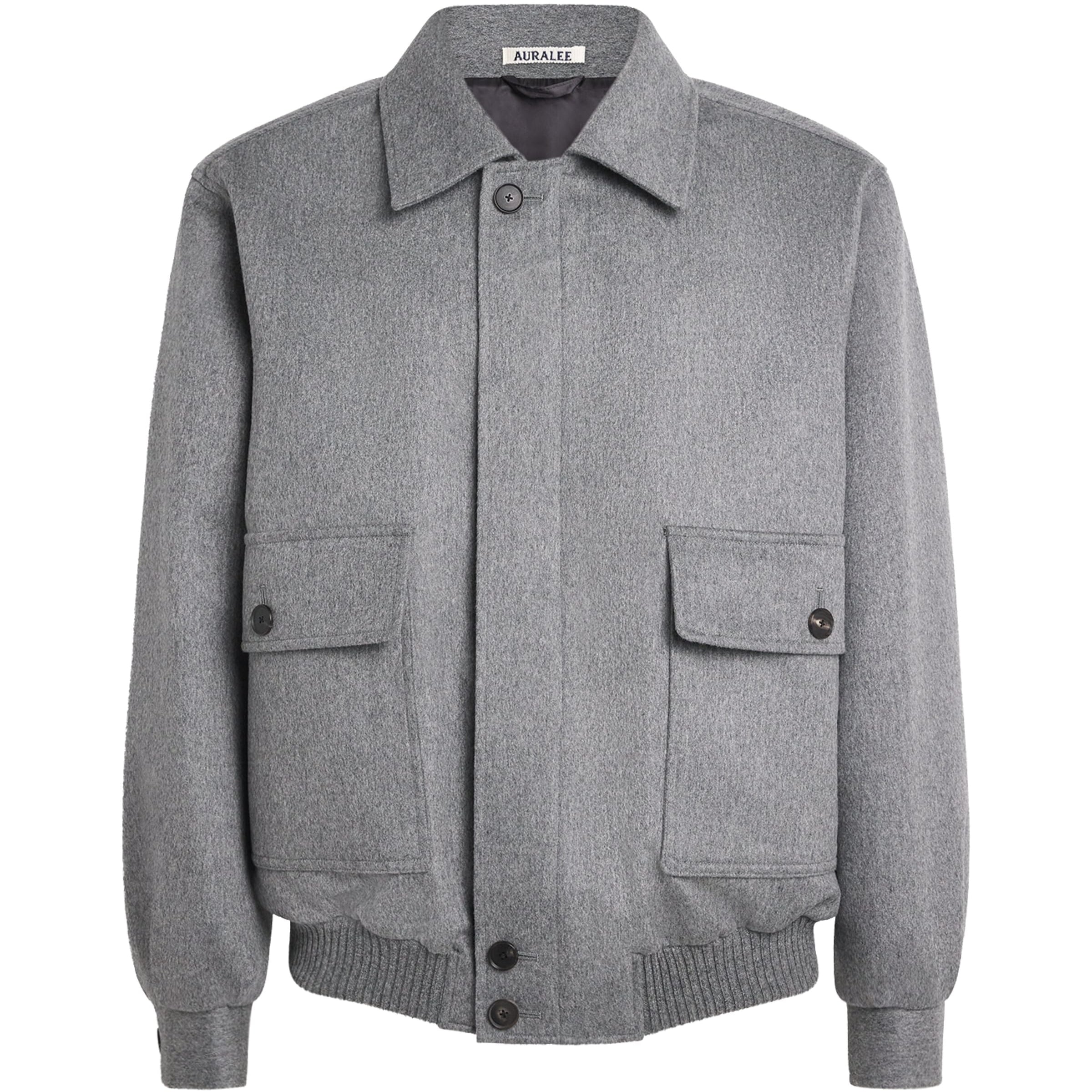 Grey Cashmere Bomber Jacket