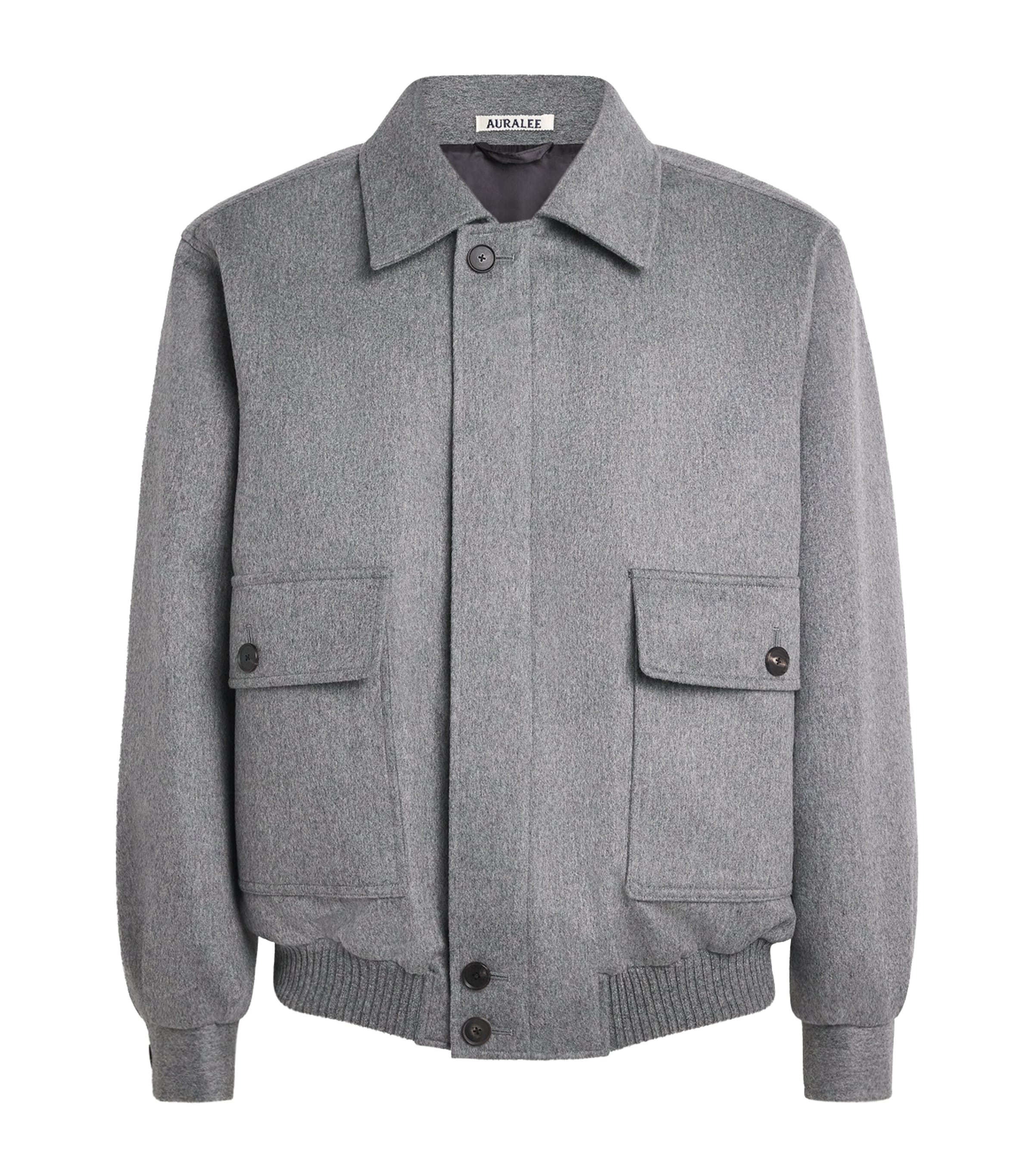 Grey Cashmere Bomber Jacket