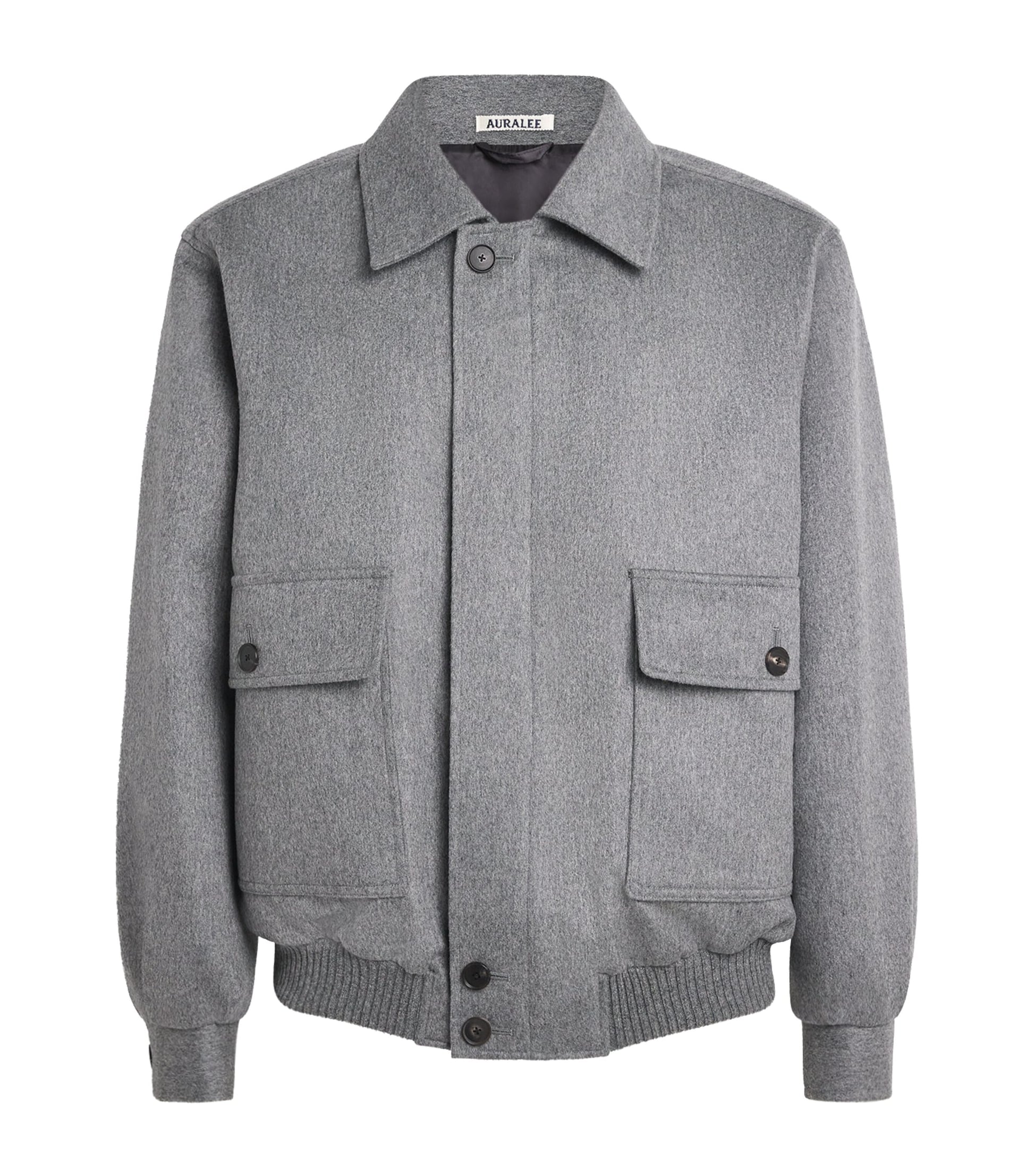 Grey Cashmere Bomber Jacket