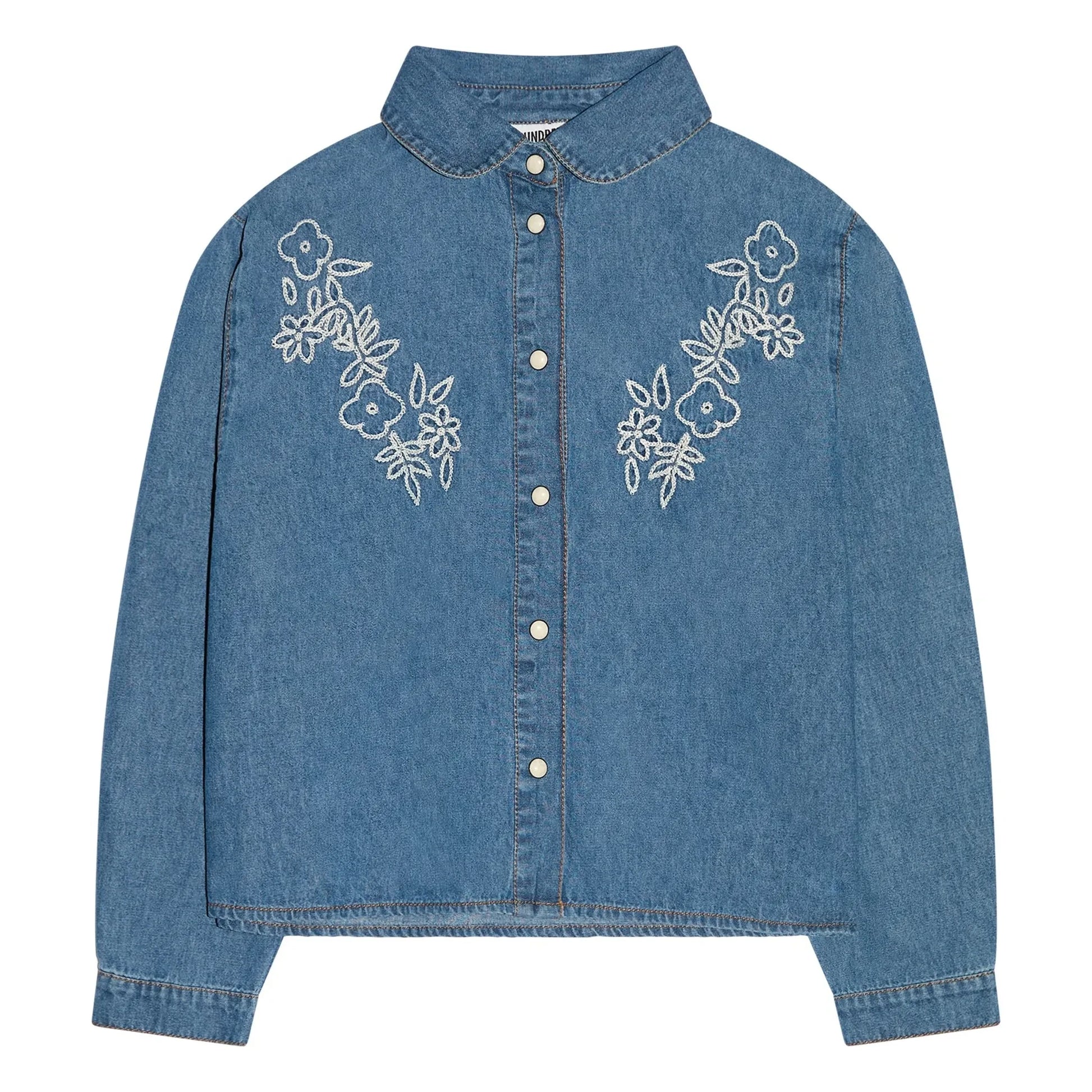 Hundred Pieces - Clara Embroidered Short Shirt | Denim blue