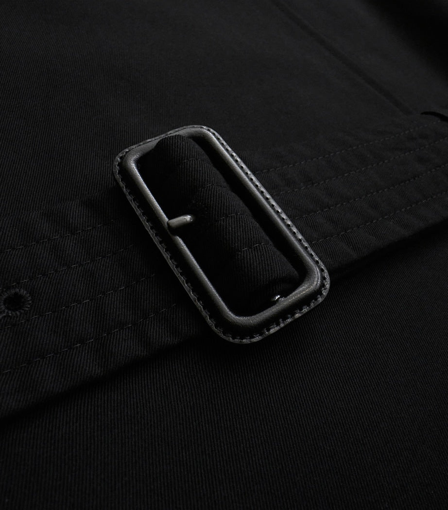 Burberry Black Cotton Kensington Short Trench Coat