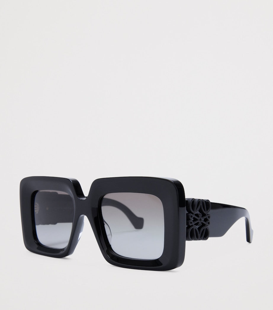 Black Bevelled Square Sunglasses