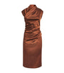 Max Mara Brown Satin Ruched Dress