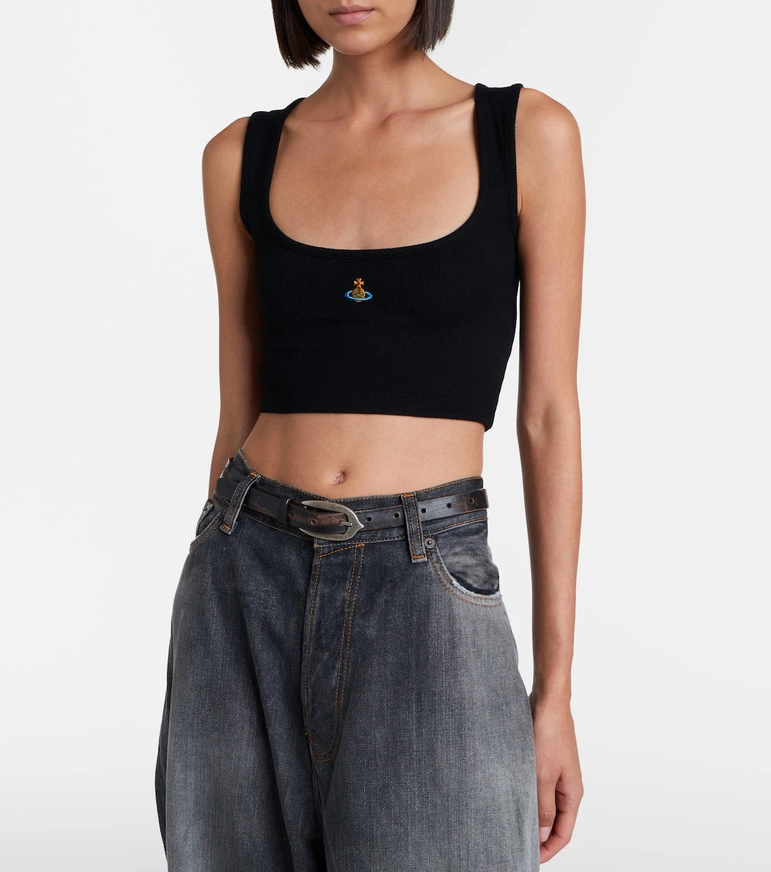 Vivienne Westwood - Orb ribbed-knit jersey crop top