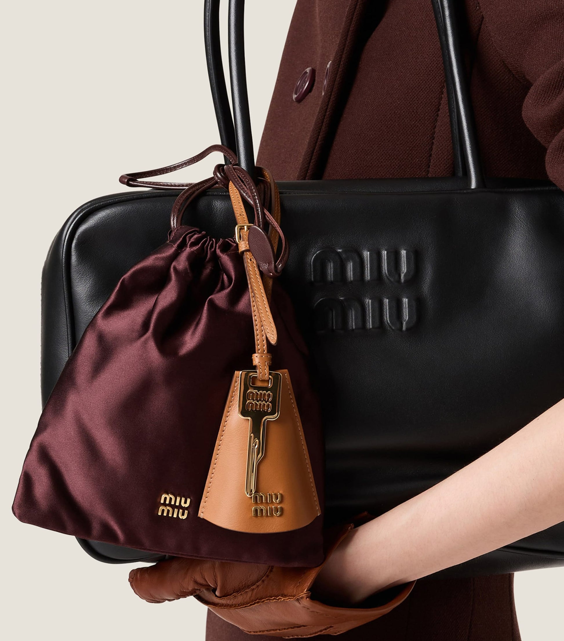 Brown Silk Duchesse Pouch