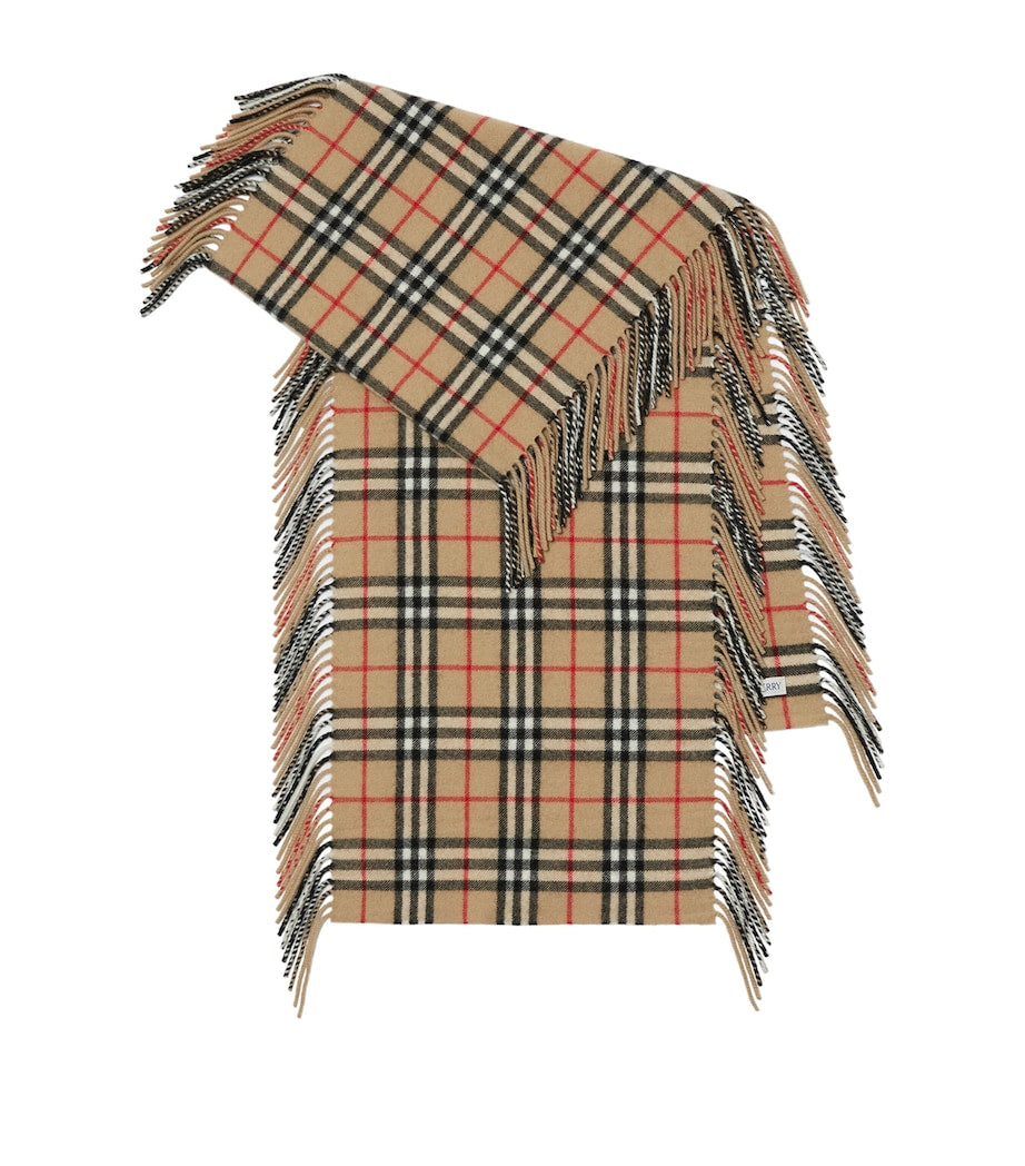 Burberry Beige Cashmere Check Happy Scarf