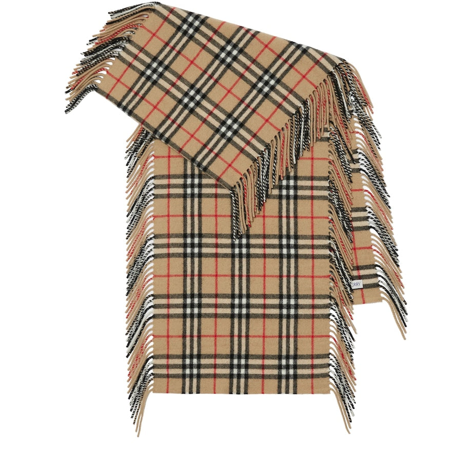 Burberry Beige Cashmere Check Happy Scarf