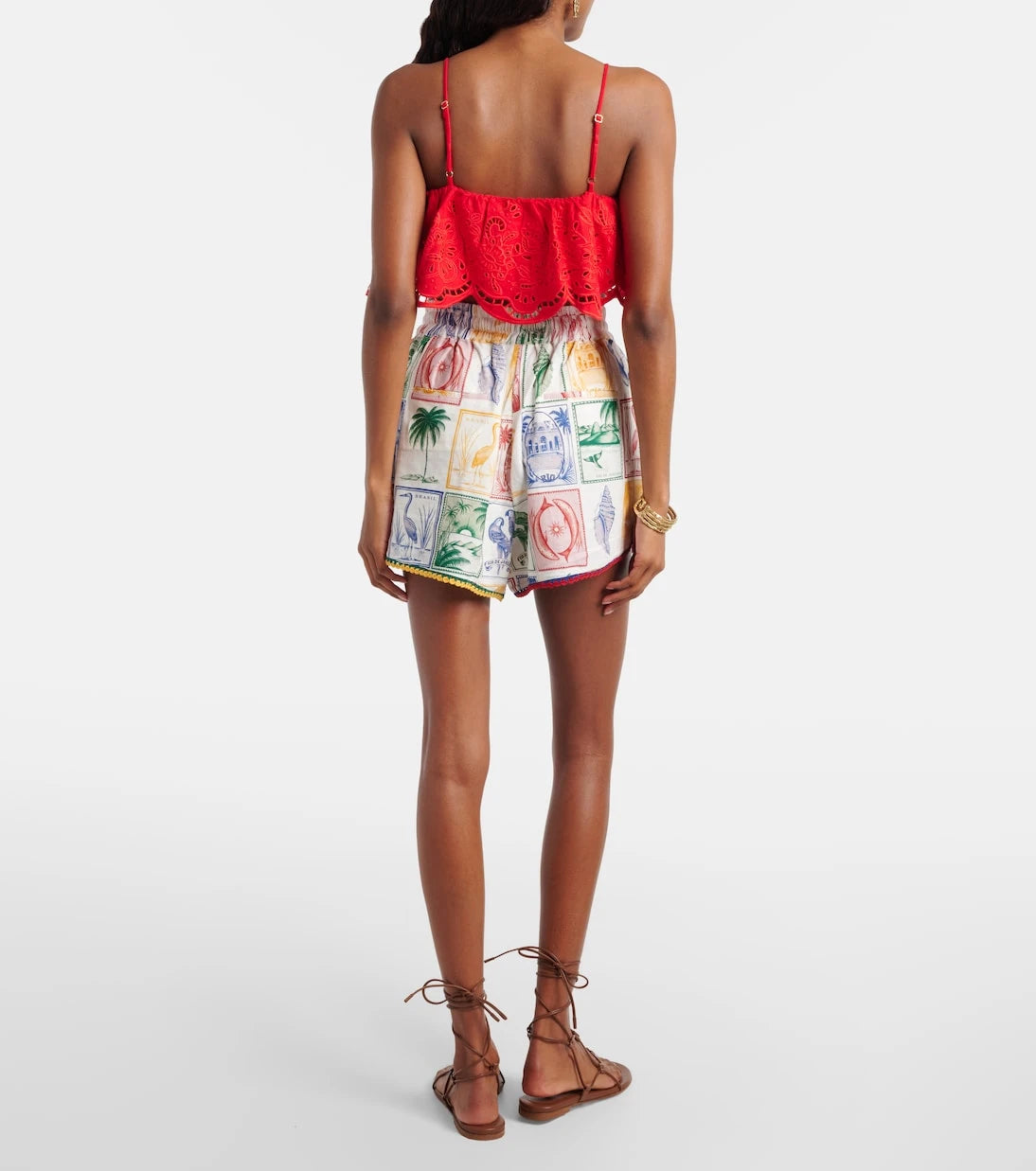 Farm Rio - Brasil Vintage printed linen-blend shorts