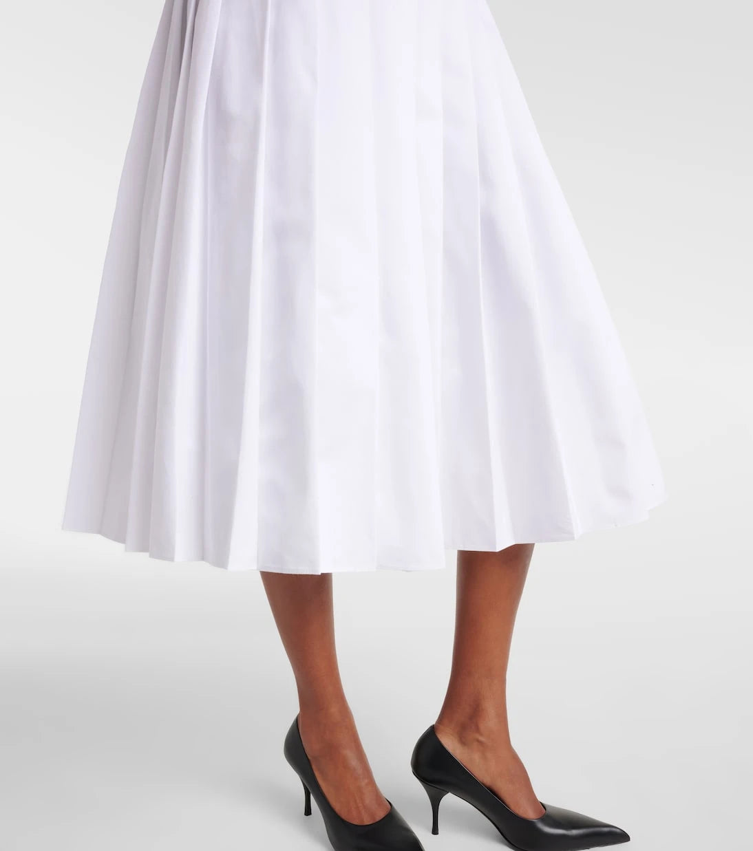 Prada - Pleated cotton midi skirt