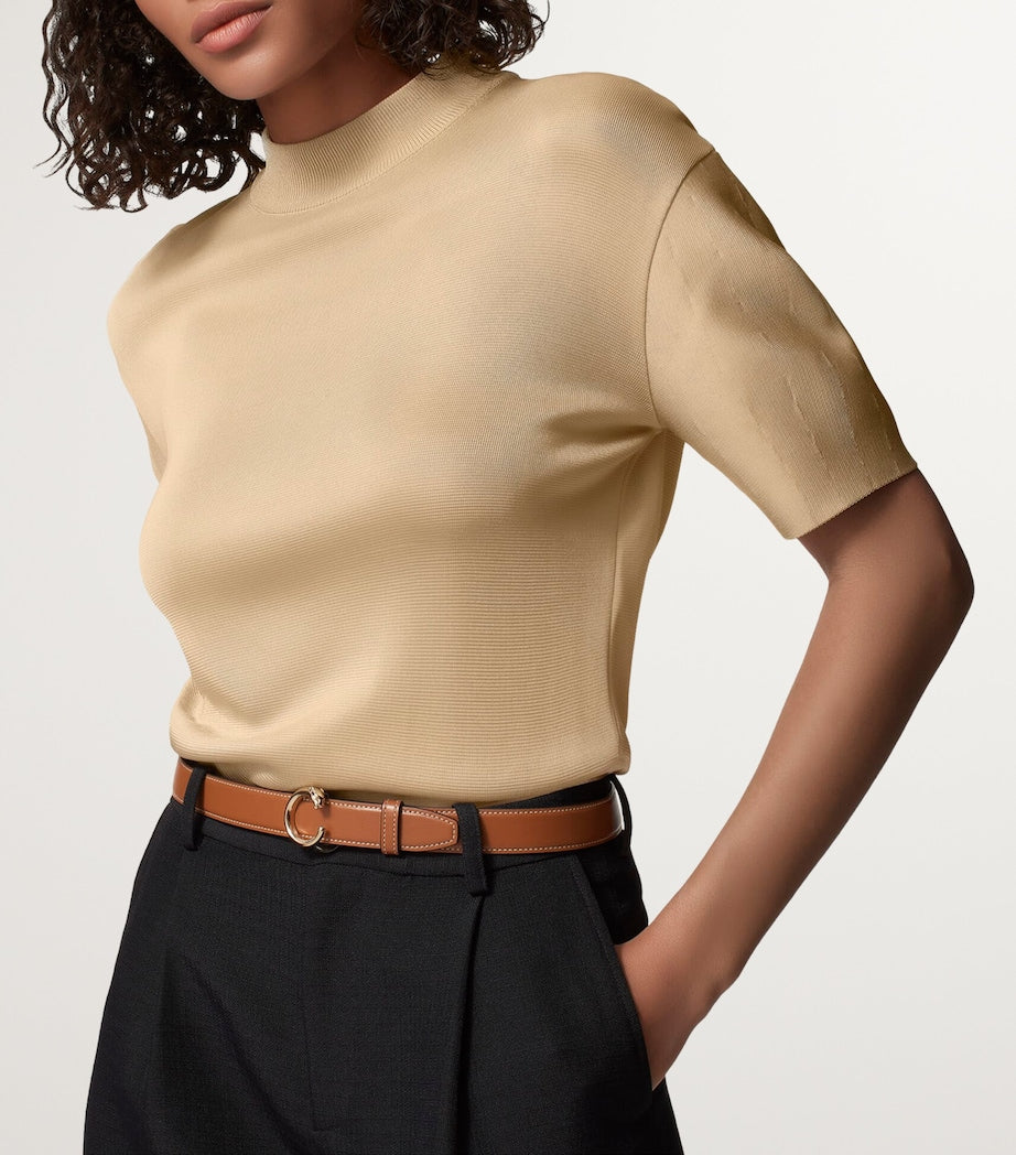 Brown Small Leather Panthère de Cartier Belt (75cm)