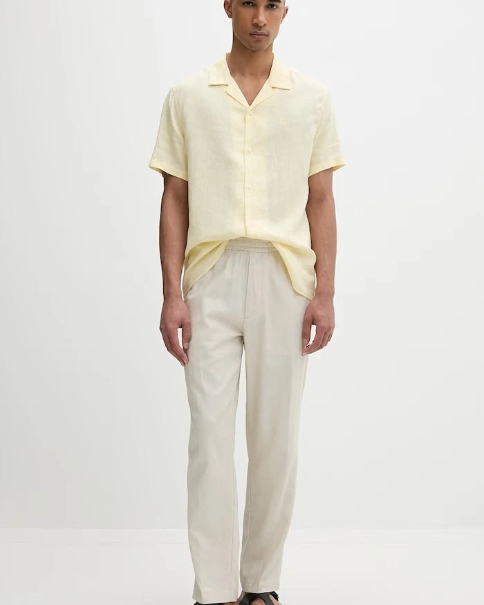 Calvin Klein Erkek Düz Kesim Keten Pantolon