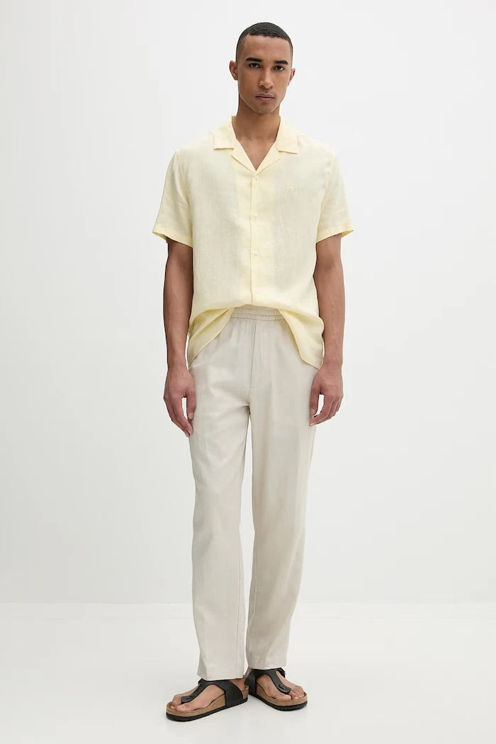 Calvin Klein Erkek Düz Kesim Keten Pantolon