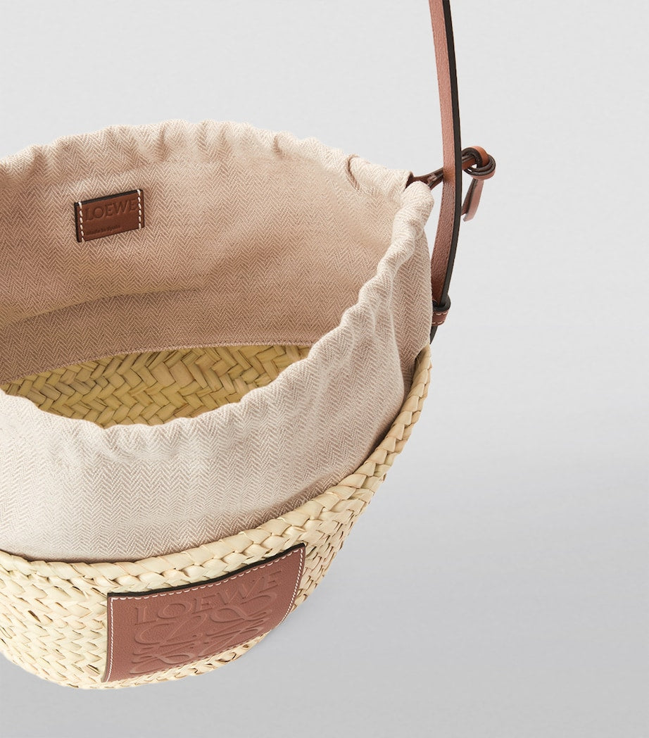 LOEWE Beige x Paula's Ibiza Woven Drawstring Bucket Bag