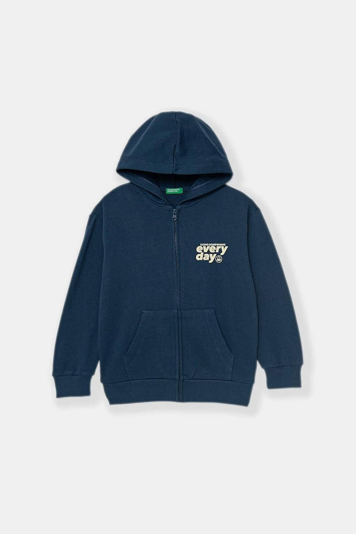 United Colors of Benetton Pamuklu Çocuk Fermuarlı Sweatshirt