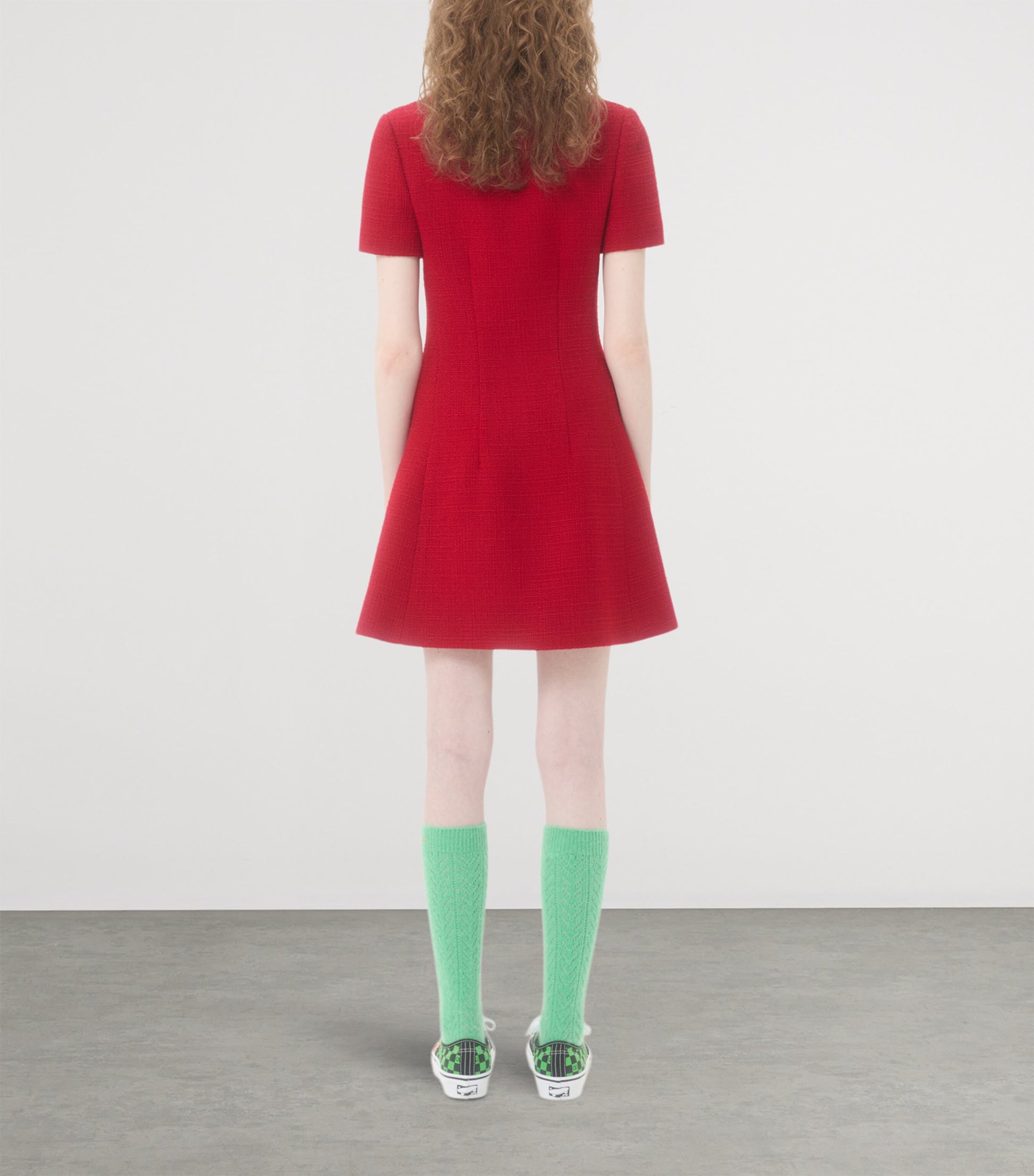 Valentino Red Virgin Wool Bow-Detail Mini Dress