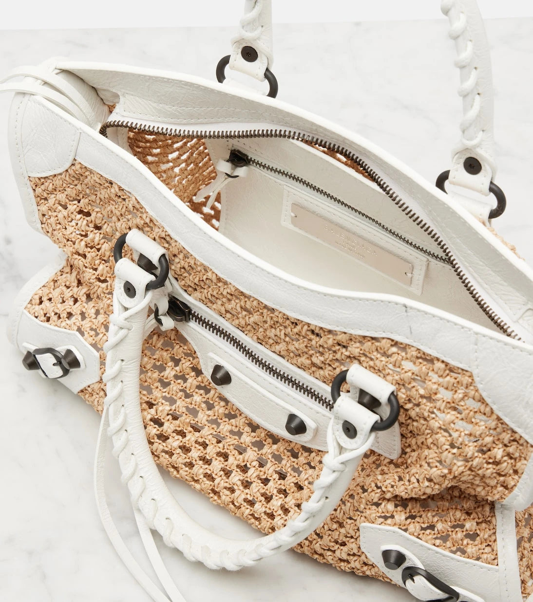 Balenciaga - Le City Small raffia shoulder bag