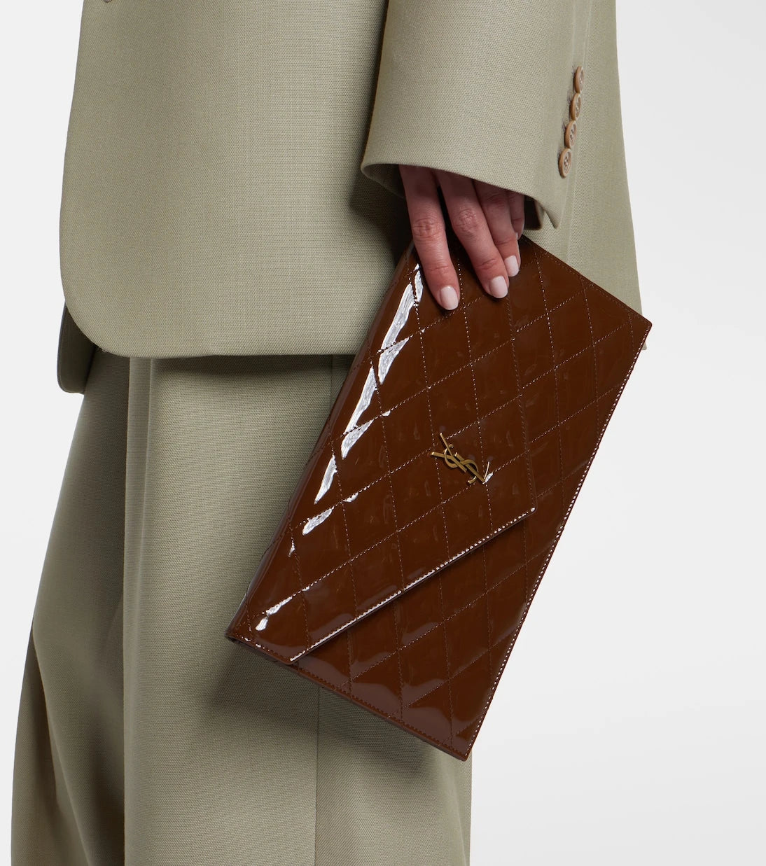 Saint Laurent - Paris quilted patent leather pouch