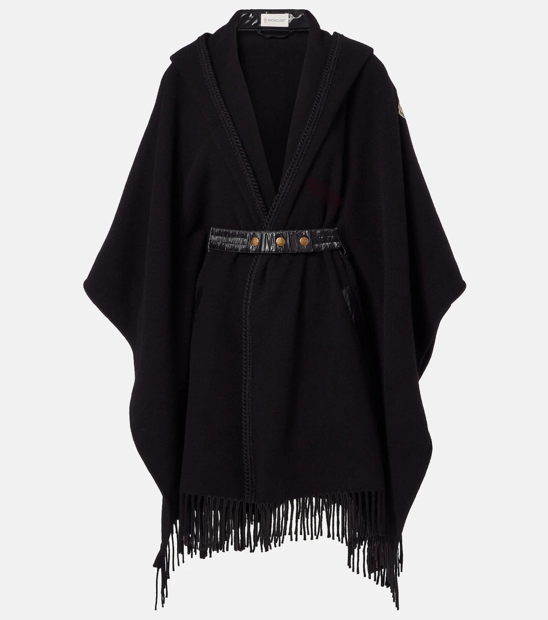 Moncler - Fringed virgin wool cape