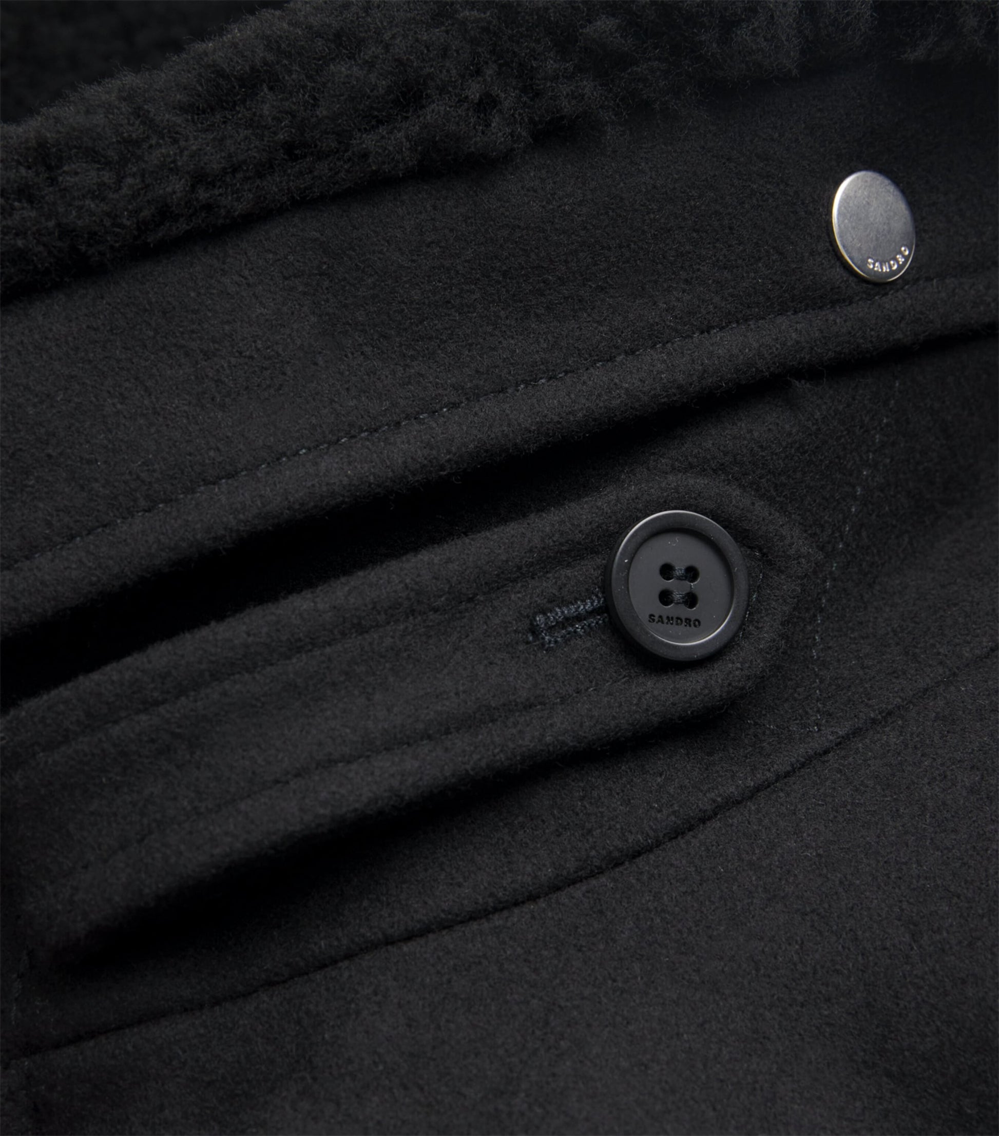 Black Wool-Blend Bomber Jacket