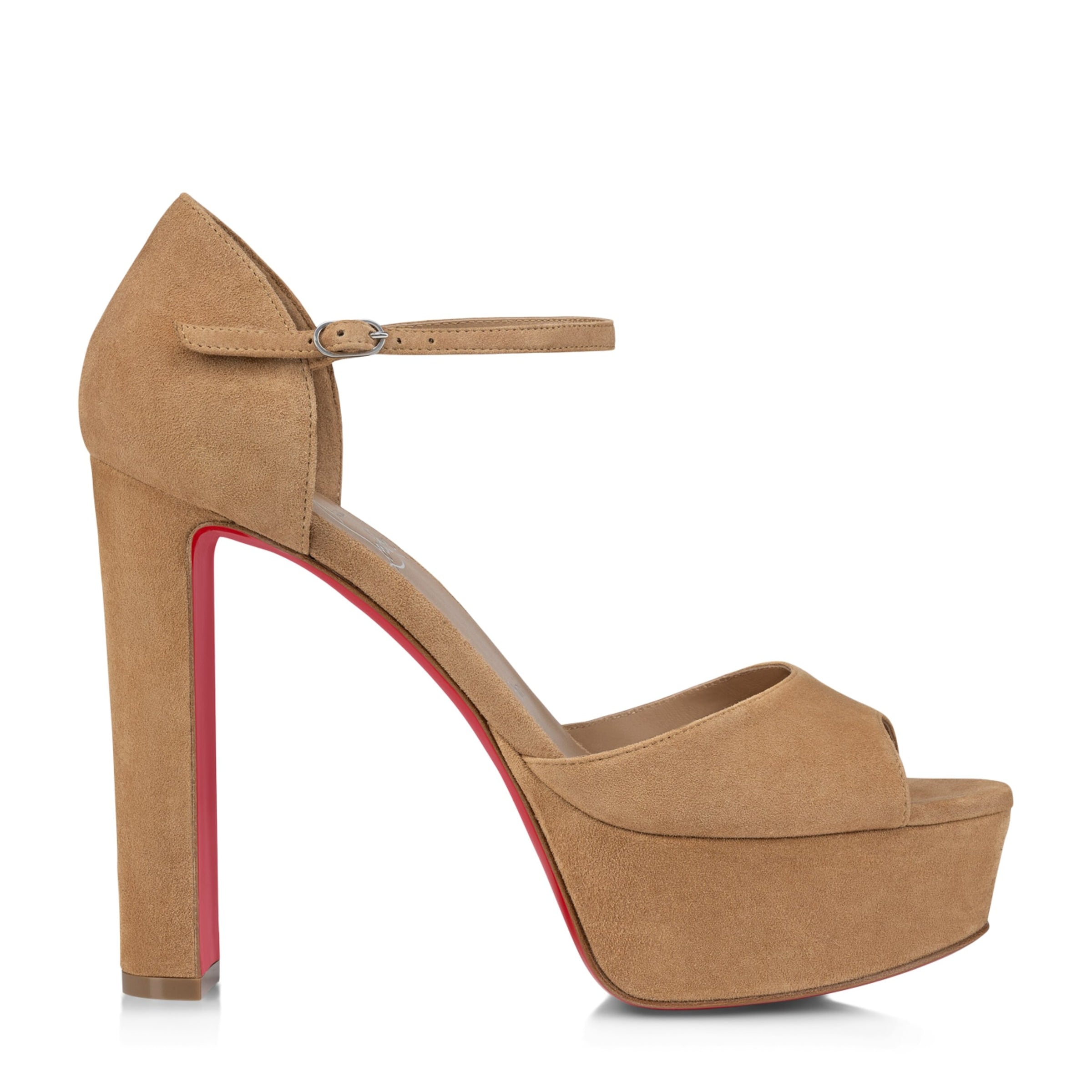 Christian Louboutin Red Sandaloo Suede Platform Sandals 130