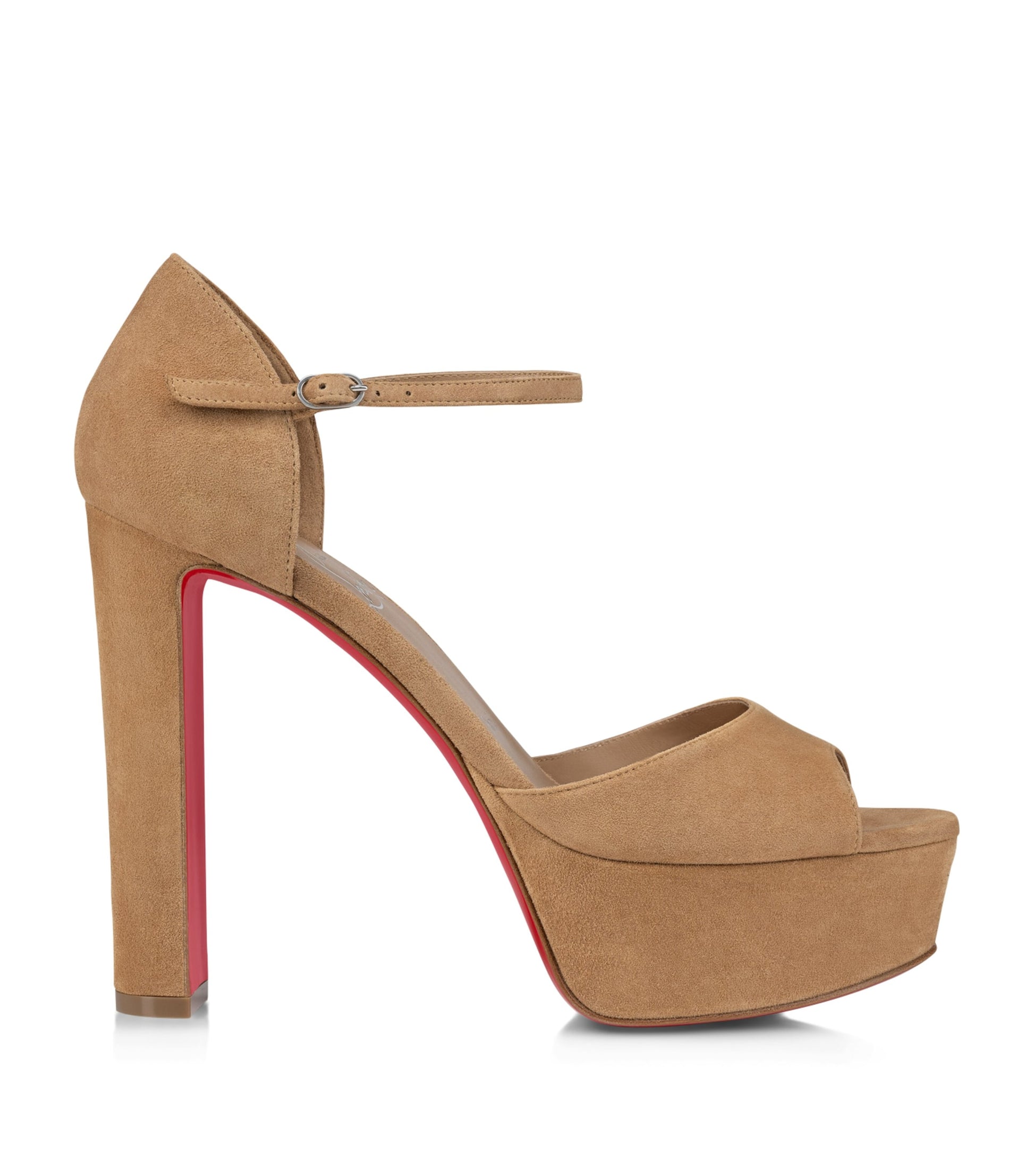 Christian Louboutin Red Sandaloo Suede Platform Sandals 130