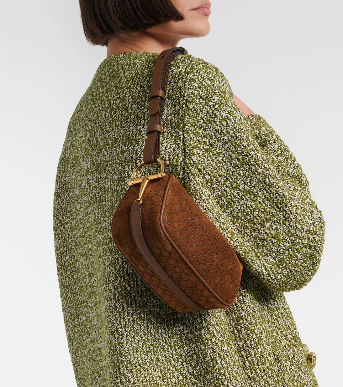 Gucci - Yarım At Tasmalı Süet Omuz Çantası