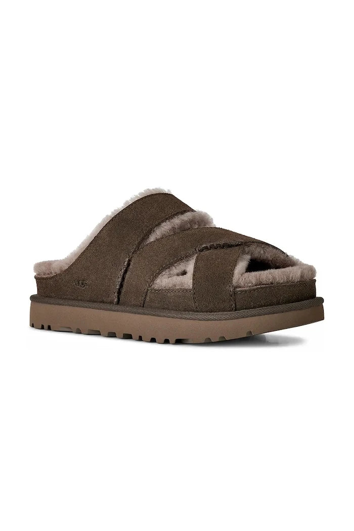 Велурени чехли UGG W Greenport Cross Strap Slide