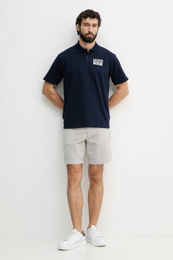 Lacoste тениска с яка мъжка от памук с еластан