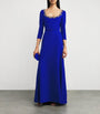 Blue Wool Embellished Gown