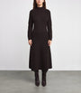 Johnstons Of Elgin Brown Cashmere-Blend Ribbed Midi Knitted Dress