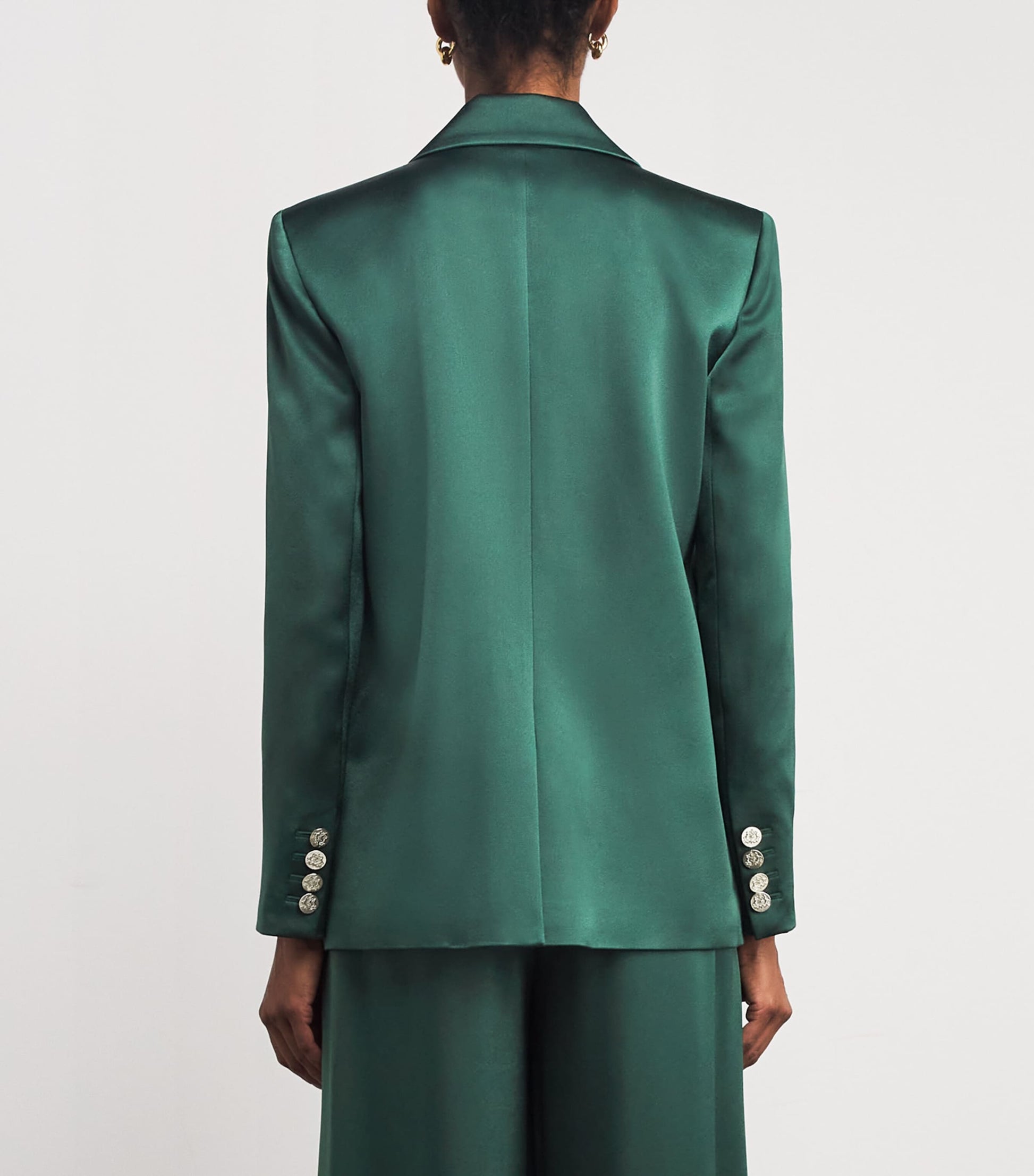 Alice+Olivia Green Satin Silas Blazer