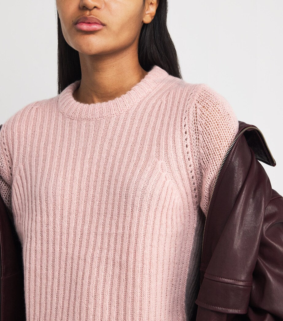 Pink Merino Wool-Blend Lofty Sweater