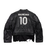 Balenciaga Black Leather Distressed Racer Jacket