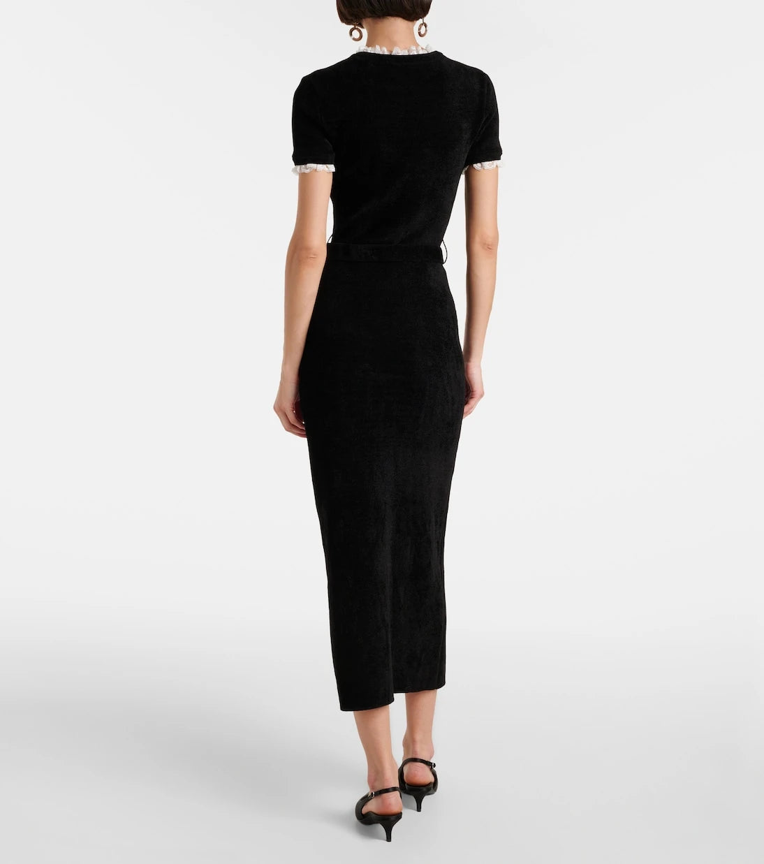 Self-Portrait - Crystal-embellished chenille midi dress